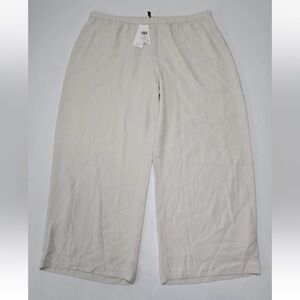 Eileen Fisher Bone Silk Georgette Straight Cropped Lined Pants Size XL Women NEW